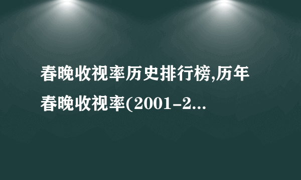 春晚收视率历史排行榜,历年春晚收视率(2001-2017年)