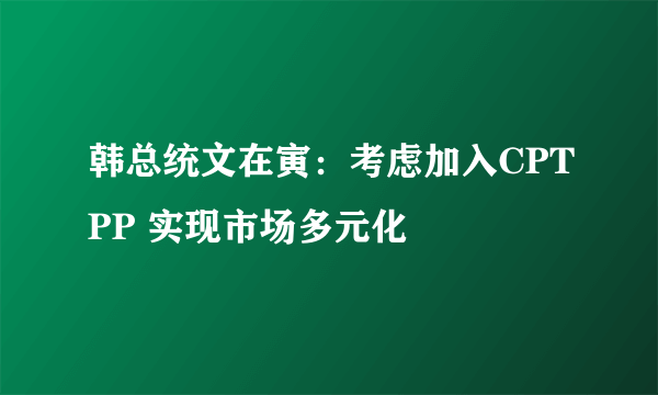 韩总统文在寅：考虑加入CPTPP 实现市场多元化