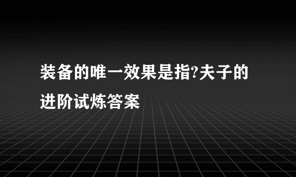 装备的唯一效果是指?夫子的进阶试炼答案