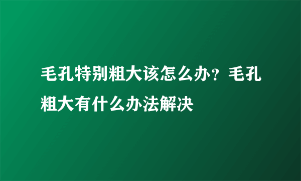 毛孔特别粗大该怎么办？毛孔粗大有什么办法解决