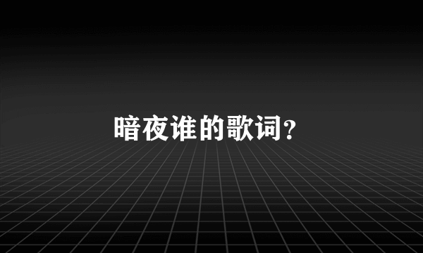 暗夜谁的歌词？