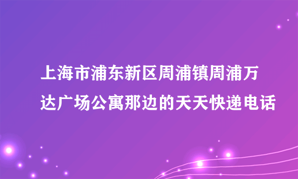 上海市浦东新区周浦镇周浦万达广场公寓那边的天天快递电话