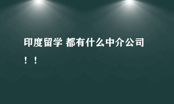 印度留学 都有什么中介公司！！