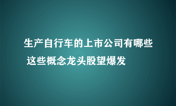 生产自行车的上市公司有哪些 这些概念龙头股望爆发