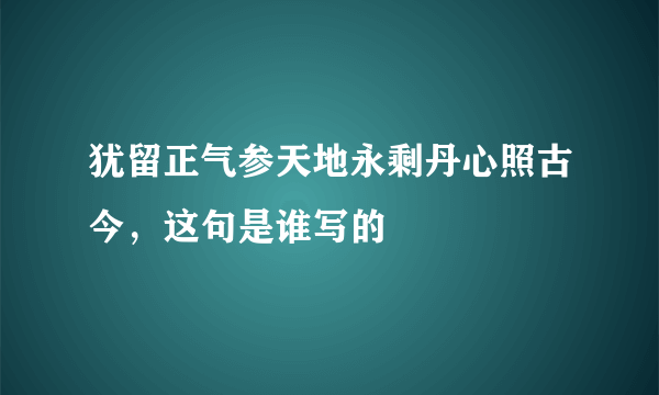 犹留正气参天地永剩丹心照古今，这句是谁写的