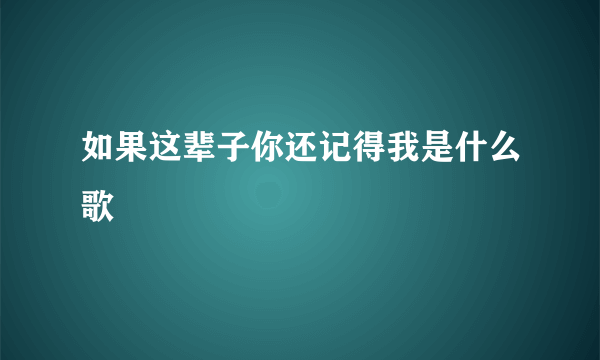 如果这辈子你还记得我是什么歌