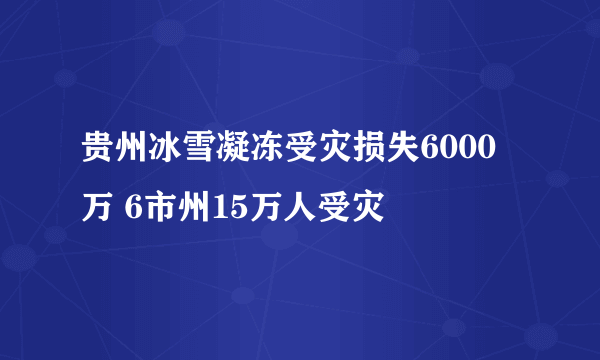 贵州冰雪凝冻受灾损失6000万 6市州15万人受灾