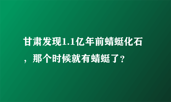 甘肃发现1.1亿年前蜻蜓化石，那个时候就有蜻蜓了？