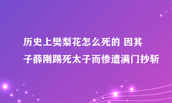 历史上樊梨花怎么死的 因其子薛刚踢死太子而惨遭满门抄斩