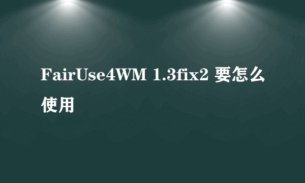 FairUse4WM 1.3fix2 要怎么使用