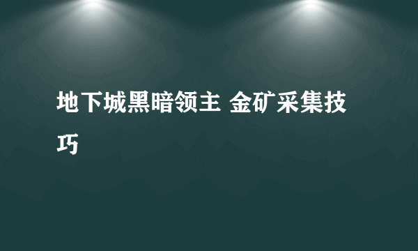 地下城黑暗领主 金矿采集技巧