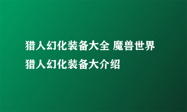 猎人幻化装备大全 魔兽世界猎人幻化装备大介绍