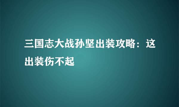 三国志大战孙坚出装攻略：这出装伤不起