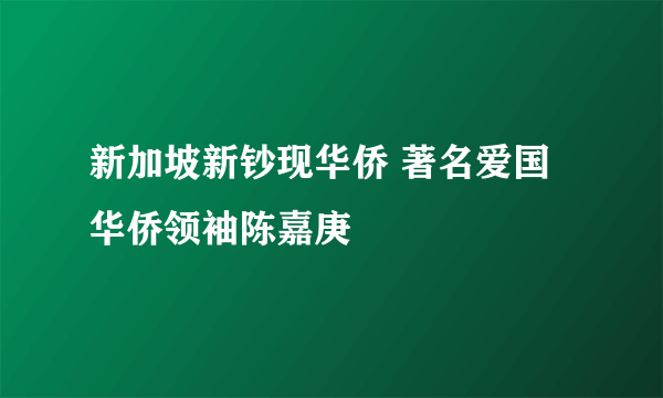 新加坡新钞现华侨 著名爱国华侨领袖陈嘉庚