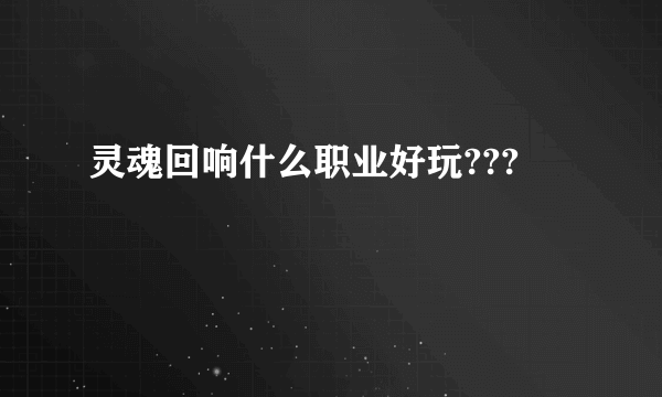 灵魂回响什么职业好玩???