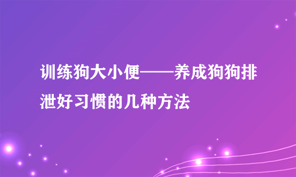 训练狗大小便——养成狗狗排泄好习惯的几种方法