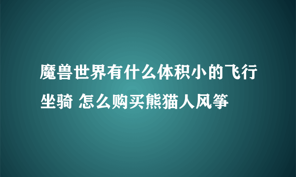 魔兽世界有什么体积小的飞行坐骑 怎么购买熊猫人风筝