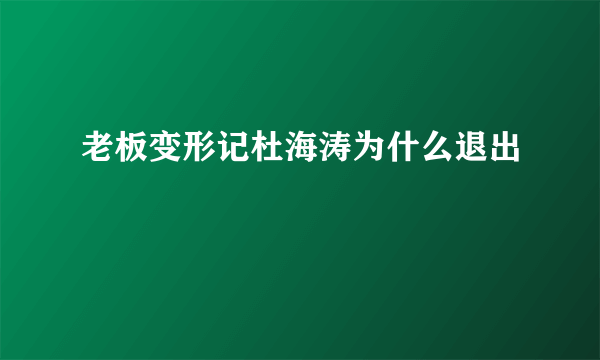 老板变形记杜海涛为什么退出