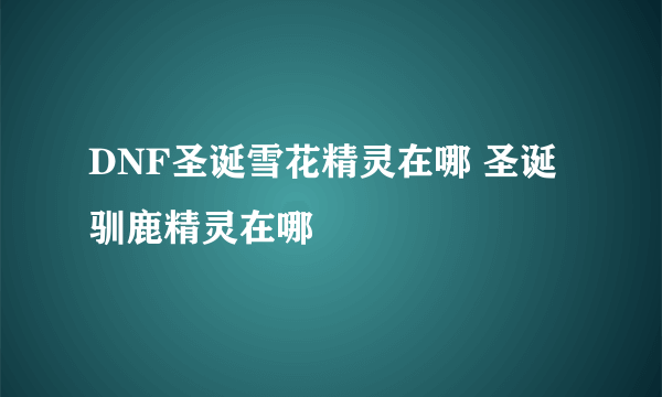 DNF圣诞雪花精灵在哪 圣诞驯鹿精灵在哪