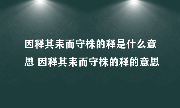 因释其耒而守株的释是什么意思 因释其耒而守株的释的意思