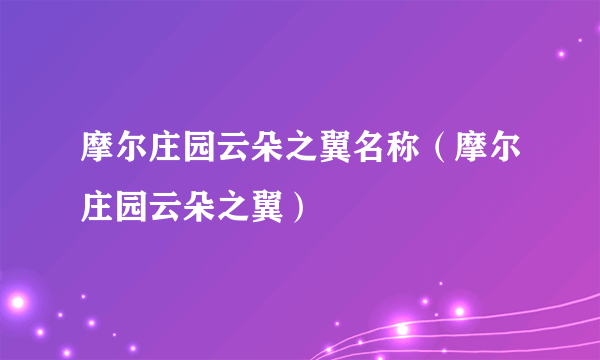 摩尔庄园云朵之翼名称（摩尔庄园云朵之翼）