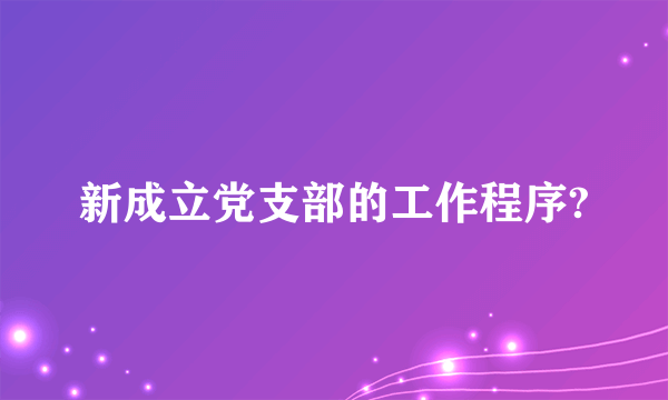 新成立党支部的工作程序?