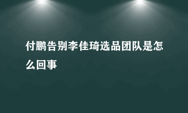 付鹏告别李佳琦选品团队是怎么回事