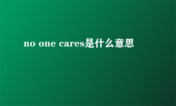 no one cares是什么意思