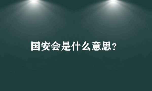 国安会是什么意思？