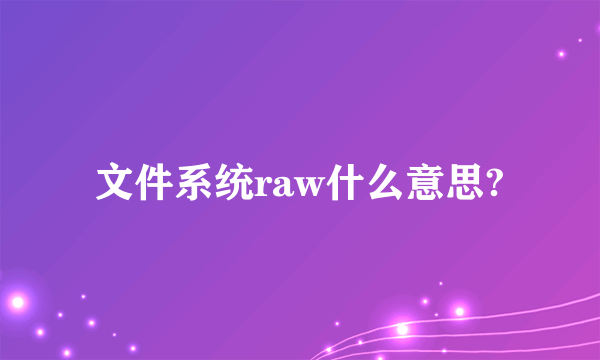 文件系统raw什么意思?