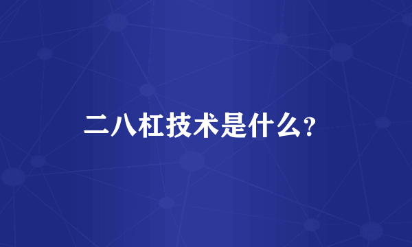 二八杠技术是什么？