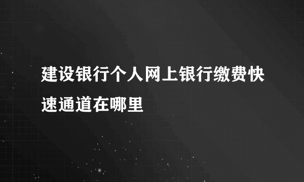 建设银行个人网上银行缴费快速通道在哪里