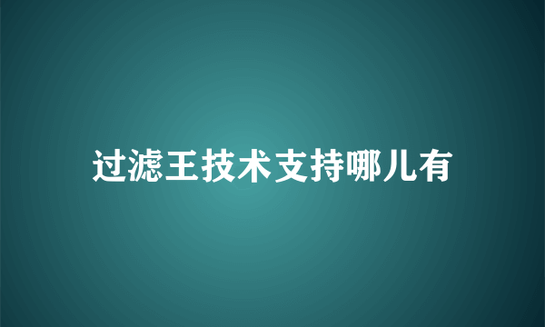 过滤王技术支持哪儿有