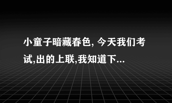 小童子暗藏春色, 今天我们考试,出的上联,我知道下联是老夫子明察秋毫,但是我觉的老夫子偷偷的看见了小童子的花,于是我对了下联老宗师偷窥无德,按道理说,老宗师没必要和小童子计较,所以会哈哈大笑几声吧,我这样对行吗?