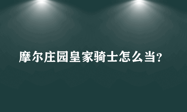 摩尔庄园皇家骑士怎么当？