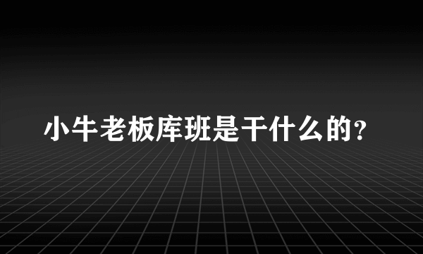 小牛老板库班是干什么的？