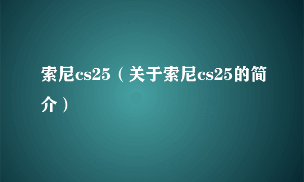 索尼cs25（关于索尼cs25的简介）