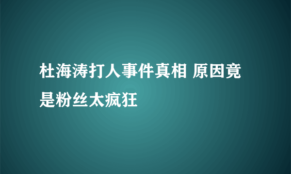 杜海涛打人事件真相 原因竟是粉丝太疯狂