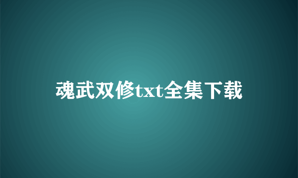 魂武双修txt全集下载