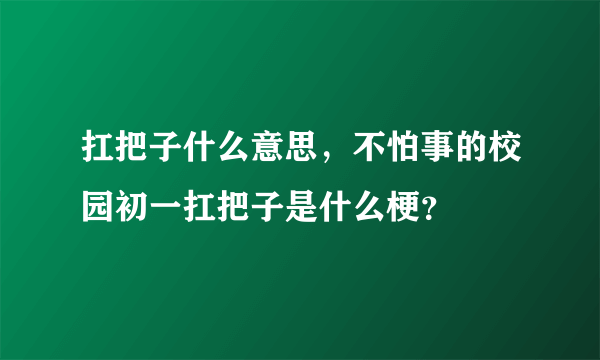 扛把子什么意思，不怕事的校园初一扛把子是什么梗？