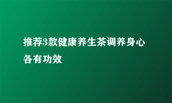 推荐3款健康养生茶调养身心各有功效