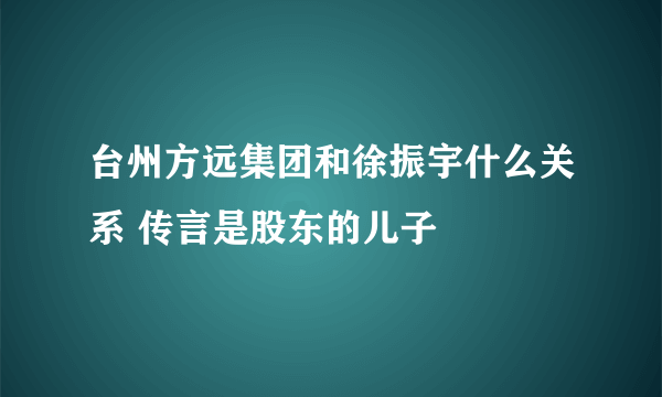 台州方远集团和徐振宇什么关系 传言是股东的儿子