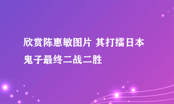 欣赏陈惠敏图片 其打擂日本鬼子最终二战二胜