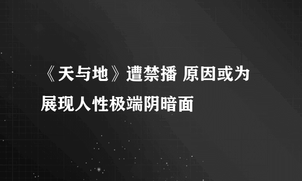 《天与地》遭禁播 原因或为展现人性极端阴暗面