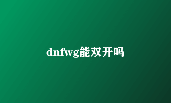 dnfwg能双开吗