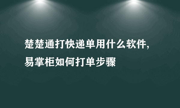 楚楚通打快递单用什么软件,易掌柜如何打单步骤