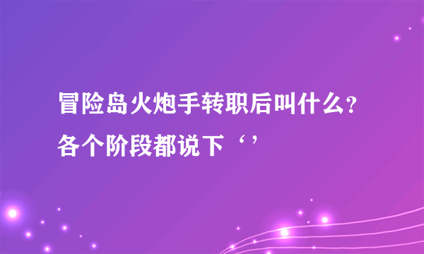 冒险岛火炮手转职后叫什么？各个阶段都说下‘’