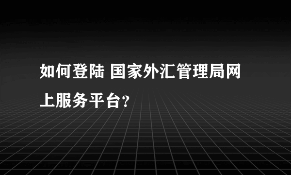 如何登陆 国家外汇管理局网上服务平台？