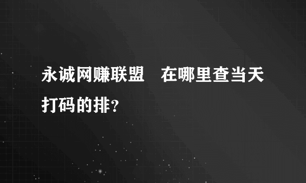 永诚网赚联盟   在哪里查当天打码的排？