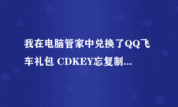 我在电脑管家中兑换了QQ飞车礼包 CDKEY忘复制了 还能看到吗